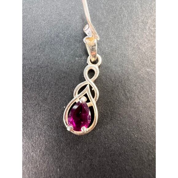 NEW raspberry rhodolite garnet sterling silver twist pendant - Picture 4 of 10